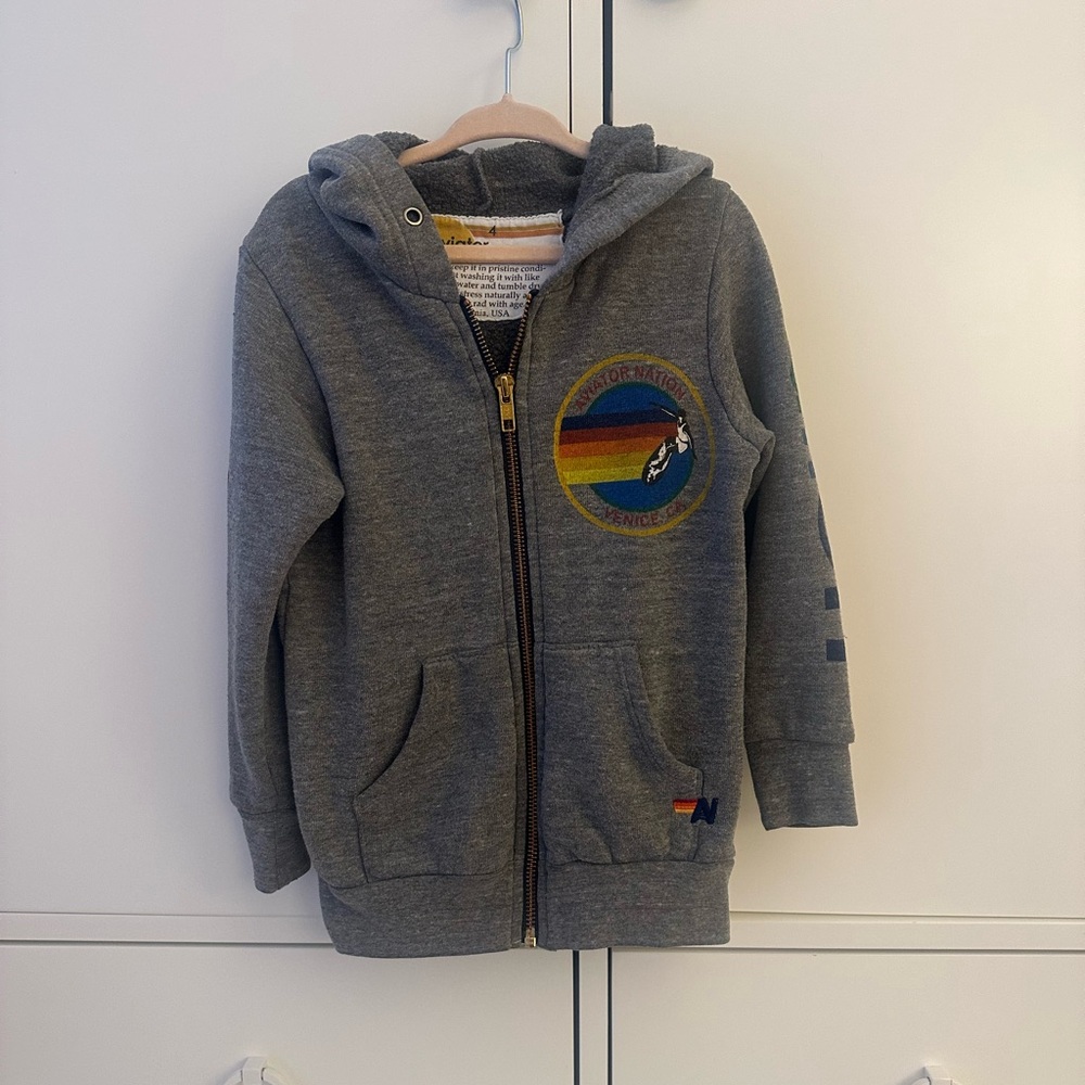 Gently worn Aviator Nation grey hoodie. size 4.